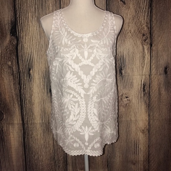 Cynthia Rowley Tops - CYNTHIA ROWLEY MEDIUM WHITE LACE TANK TOP